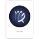 Jungfru Poster är en vit poster med blå cirkel med stjärntecknet för jungfru inuti.